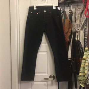 Levi’s 501, black, frayed ends jeans W28xL30